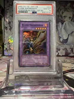 LOB 1st Edition Flame Swordsman PSA 10 GEM MINT - Glossy - Vintage Grail YuGiOh - Image 1