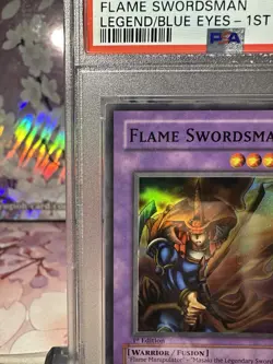 LOB 1st Edition Flame Swordsman PSA 10 GEM MINT - Glossy - Vintage Grail YuGiOh - Image 2