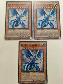 3x Yugioh! Blue-Eyes Shining Dragon MOV-EN001 Super Rare Promo LP/MP - Image 2