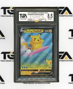 TGA 8.5🐭Surfing Pikachu V - Pokemon Card 2021 Celebrations #008/025 (10161203) - Image 1