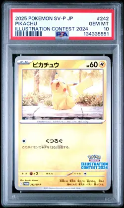 2025 POKEMON JAPANESE SV-P PROMO ILLUSTRATION CONTEST 2024 #242 PIKACHU PSA 10 - Image 1