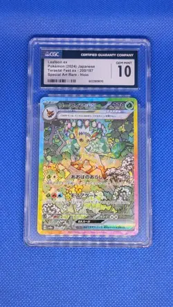 Pokemon CGC 10 GEM MINT Japanese Leafeon ex SAR Holo 200/187 Terastal Fest ex - Image 1