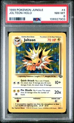 1999 Pokemon Jungle 4/64 Jolteon-Holo PSA 8 - Image 1