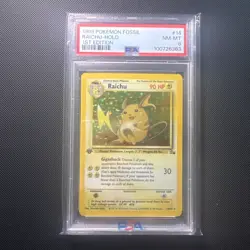 1999 Pokemon Fossil - Raichu 14/62 - 1st EDITION HOLO - PSA 8 - NM-MT - RARE - Image 1