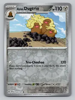 Reverse Holo Alolan Dugtrio 123/191 Uncommon Surging Sparks Pokemon - Image 1