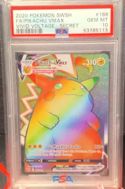 Pokemon 2020 SWSH Vivid Voltage Pikachu VMAX 188/185 Secret Rare PSA GEM MINT 10 - Image 1