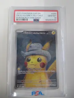 Pokemon Card Pikachu with Grey Felt Hat Van Gogh Promo SVP EN085 PSA10 - Image 1