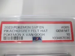 Pokemon Card Pikachu with Grey Felt Hat Van Gogh Promo SVP EN085 PSA10 - Image 2