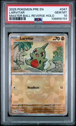 Larvitar Masterball #47/131 PSA 10 Prismatic Evolutions Pokemon 2025 - Image 1