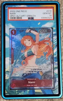 PSA 10 Nami Alt Art Errata "Beta" OP01-016 One Piece CCG English - Image 1