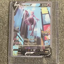 Mewtwo V Full Art Ultra Rare Pokemon GO 030/078 220 HP Psychic Card - Image 1