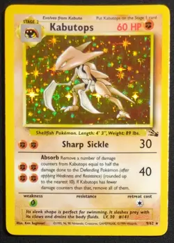Kabutops 9/62 Holo Fossil Pokemon Card - Image 1