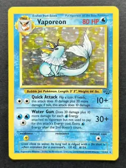 VAPOREON 12/64 Holo Pokemon Jungle Set Card Vintage 1999 HP - Image 1