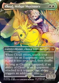 Cloud, Midgar Mercenary (Borderless) (Chocobo Track Foil) -Foil Near Mint MTG - Image 1