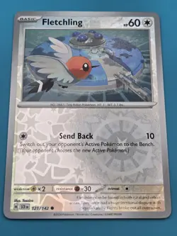 Pokemon Fletchling #121/142 English Stellar Crown Reverse Holo LP - Image 1