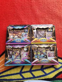 Pokemon TCG Shining Fates Mad Party Pin Collection Box Set of 4 Brand New Sealed - Image 1