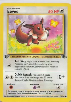 Eevee 1999 Pokemon Jungle 1st Edition Common #51/64 - HP - Image 1