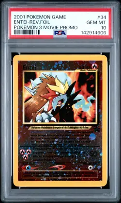 2001 POKEMON GAME MOVIE POKEMON 3 MOVIE PROMO #34 ENTEI-REVERSE FOIL PSA 10 - Image 1