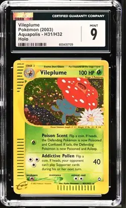 💎 VILEPLUME HOLO W/SWIRL #H31/H32 - 2003 ENGLISH POKEMON AQUAPOLIS CGC MINT 9 - Image 1