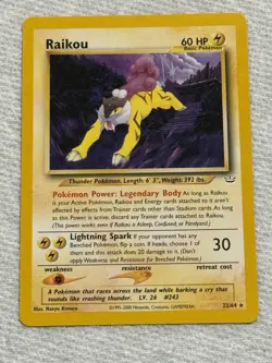 Pokemon Raikou Neo Revelation 60 HP 22/64 English Regular Card - Image 1