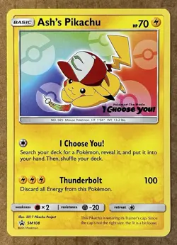 Pokemon TCG Ash's Pikachu Promo SM108 Regular 2017 (NM) - Image 1