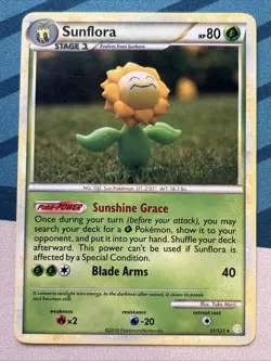 Pokemon Card - Sunflora - Yuka Morii - Rare (31/123) HeartGold & SoulSilver *MP* - Image 1