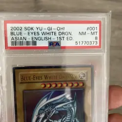 PSA 8 Yu-Gi-Oh! Card Blue-Eyes White Dragon SDK-001 Ultra Rare 1st Asian English - Image 2