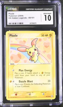 CGC 10 GEM MINT Plusle 2004 EX Hidden Legends 69/101 Pokemon Card - Image 1