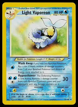 Pokemon Card - Light Vaporeon Neo Destiny 52/105 Uncommon Non Holo - Image 1