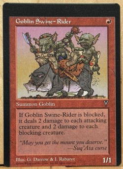 LIMITED EDITION Visions Vintage MtG Goblin Swine-Rider Unplayed NM MISCUT! - Image 1