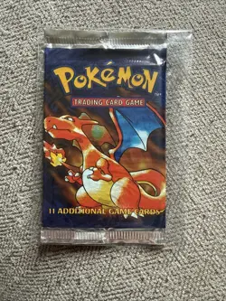1999 Pokemon TCG Base Set Unlimited Booster Pack | Factory Sealed, Charizard Art - Image 1