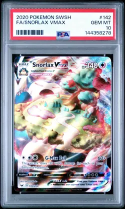 Pokemon Snorlax VMAX 142/202 Swsh01: Sword & Shield Holo PSA 10 - Image 1