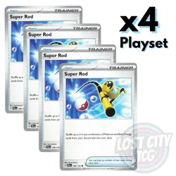 4x Super Rod 188/193 (Playset) - Paldean Fates - x4 Playset Pokemon TCG NM - Image 1