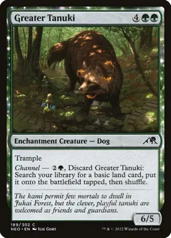 MTG Magic NEO Kamigawa Neon Dynasty - 1x EN NM 189 C Greater Tanuki - Image 1