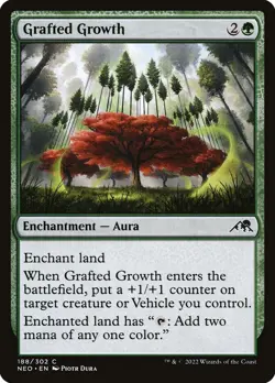 MTG Magic NEO Kamigawa Neon Dynasty - 1x EN NM 188 C Grafted Growth - Image 1