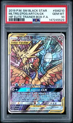 2019 POKEMON SM BLACK STAR PROMO FULL ART/MOLTRES & ZAPDOS & ARTICUNO GX PSA 10 - Image 1