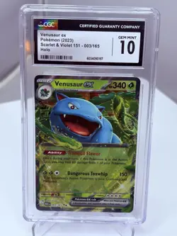 CGC 10 GEM MINT Pokemon TCG 2023 Scarlet & Violet 151 #003/165 Venusaur ex Holo - Image 1