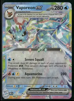 ✰ VAPOREON EX 023/131 DOUBLE RARE PRISMATIC EVOLUTIONS POKEMON ✰ LP - Image 2