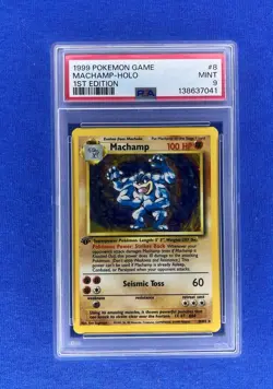 Pokemon TCG Machamp Holo Rare 1st Edition Base Set 8/102 PSA 9 - Image 1