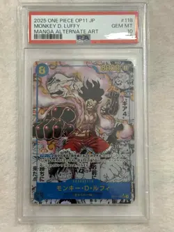 One Piece PSA 10 Monkey D. Luffy OP11 118 Manga Alt Art 2025 Japanese - Image 1