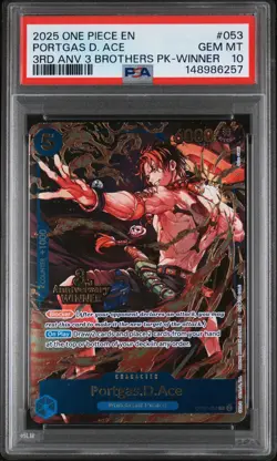 2025 ONE PIECE 3RD ANV TOURNAMENT 3 BROTHERS PACK WINNER PORTGAS D. ACE PSA 10 - Image 1