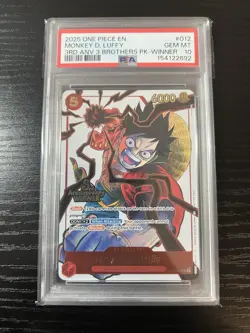 2025 One Piece Monkey.D.Luffy 3rd Anv. Event Winner Prize Promo ST01-012 PSA 10 - Image 1