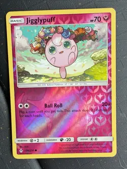 Jigglypuff 134/214 NM Reverse Holo Dicsontinued Pink FAIRY Type Pokemon Card! - Image 1