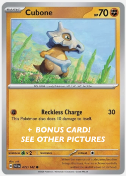 Cubone Official TCG Card + Bonus Cubone at the Museum Card | MUST SEE! | 072 - Image 1