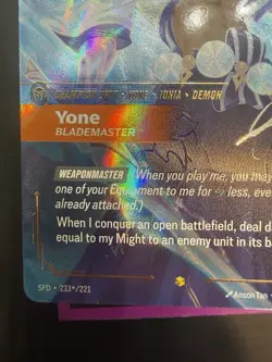 League of Legends Riftbound Yone Signature English Foil Card 233*/221 - Image 2