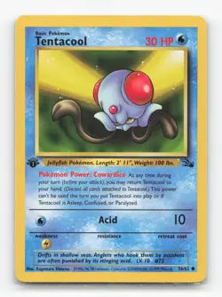Pokemon TCG - Tentacool 56/62 Moderately Played Common Fossil 1st Edition - Image 1