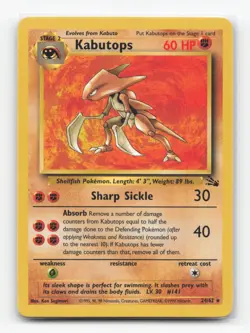 Pokemon TCG - Kabutops 24/62 Lightly Played Rare Fossil - Image 1