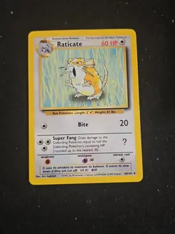 Pokemon TCG Raticate Base Set Uncommon Card 40/102 LP-NM Condition - Image 1