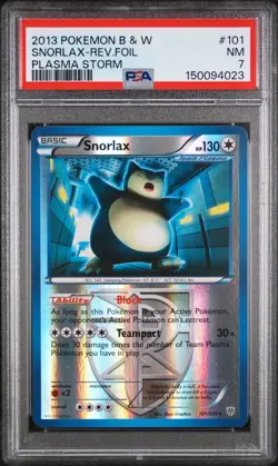 2013 POKEMON BLACK & WHITE PLASMA STORM #101 SNORLAX-REV.FOIL PLASMA STORM - Image 1