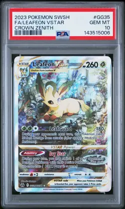 SEND AN OFFER 2023 - POKEMON CROWN ZENITH #GG35 FULL ART/LEAFEON VSTAR - PSA 10 - Image 1